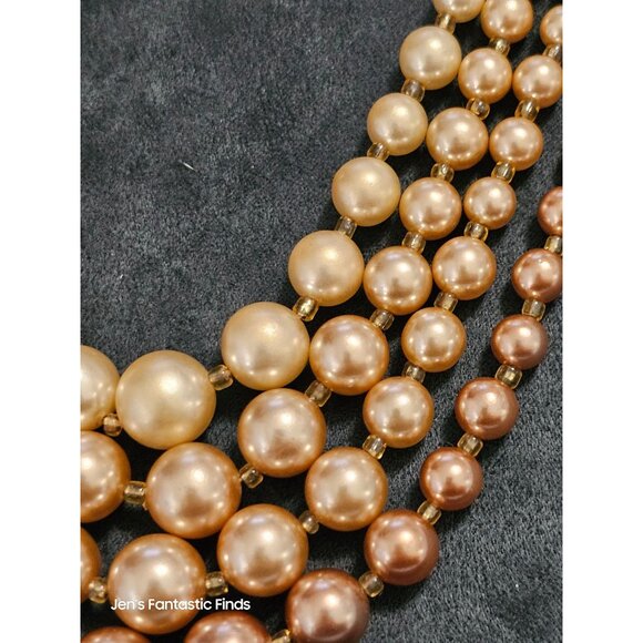 Vintage Multistrand Faux Pearl Necklace With Adjustable Clasp Made In Japan 18"- - Picture 10 of 14